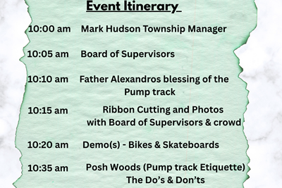 Pump Track - Event Itinerary
